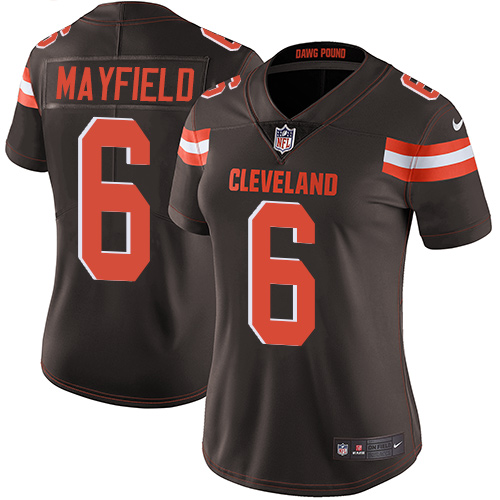 Nike Browns #6 Baker Mayfield Brown Team Color Women's Stitched NFL Vapor Untouchable Limited Jersey